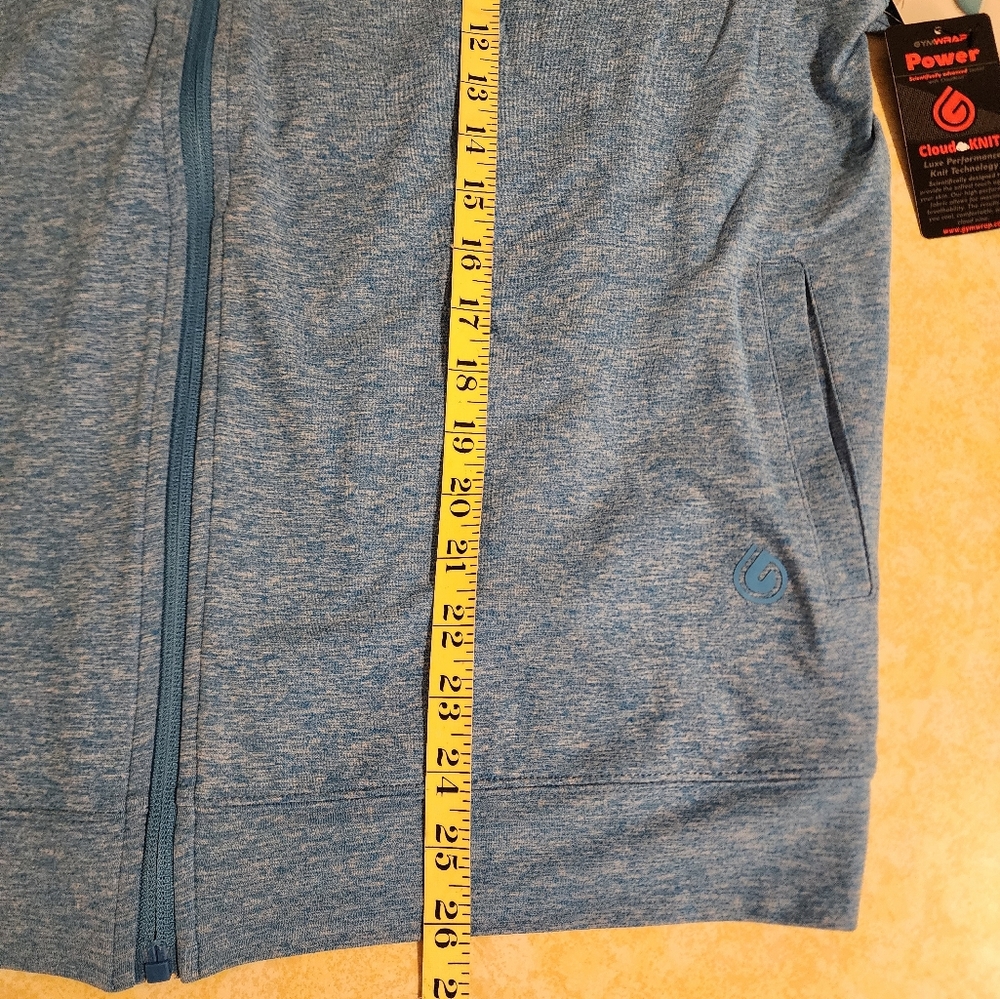🦩Gymwrap Knit Zip-Up Jacket Bluebell Heather. Side & Hidden Pockets NWT sz 1x - Picture 3 of 3